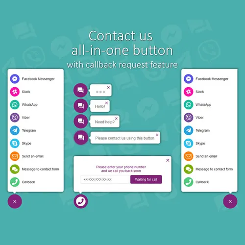 All in One Support Button + WhatsApp, Messenger, Telegram, LiveChat and more