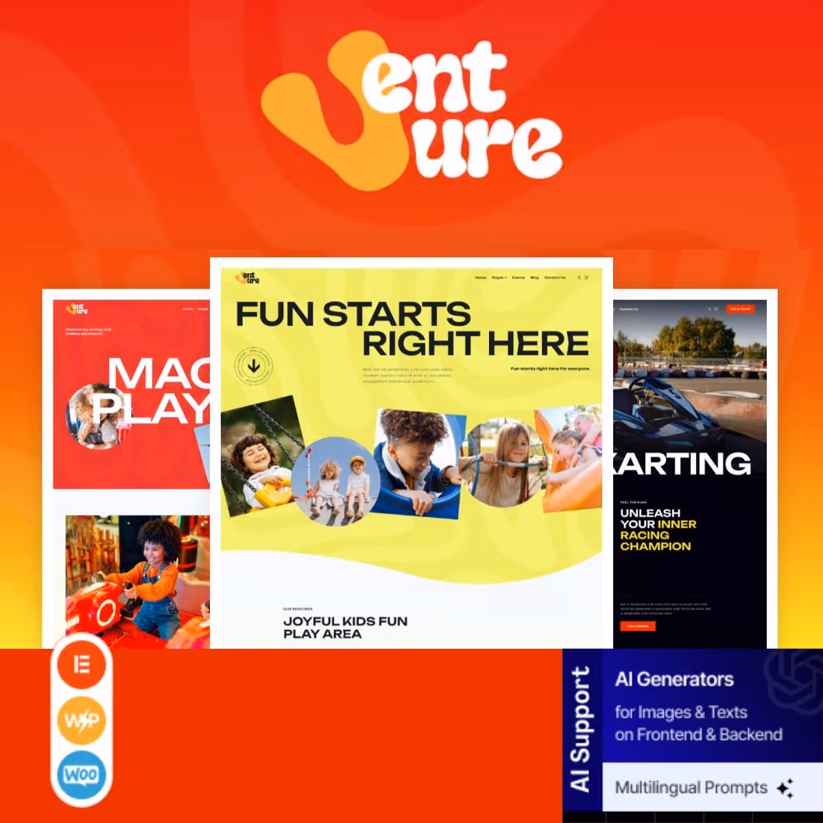 Venture - Karting Theme Park Carousel WordPress Theme - Download GPL Version Preview