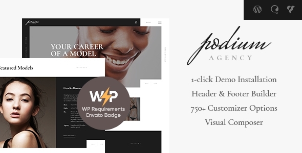 Podium Model Agency WordPress Theme - Download GPL Version Preview