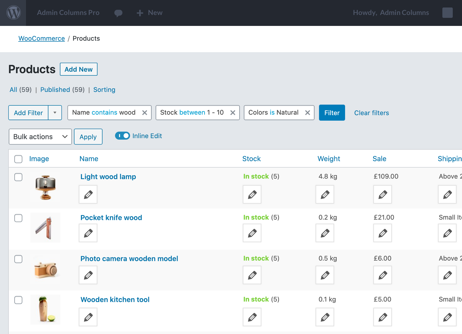 Admin Columns Pro WooCommerce Addon