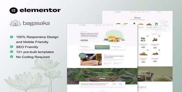 Bagasaka Ayurveda Treatment & WooCommerce Store Elementor Pro Template Kit