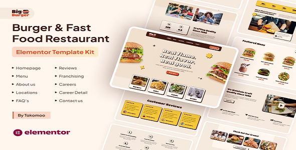 BigBurger Burger & Fast Food Restaurant Elementor Template Kit