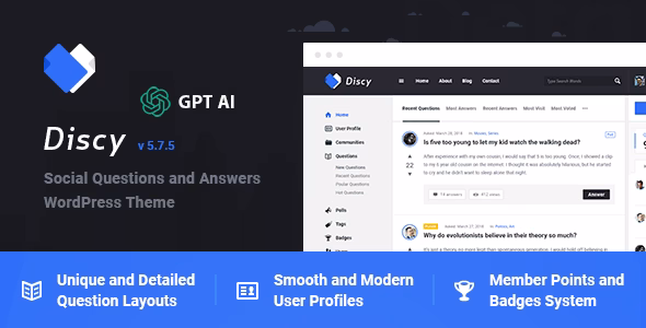 Discy Social Questions and Answers WordPress Theme