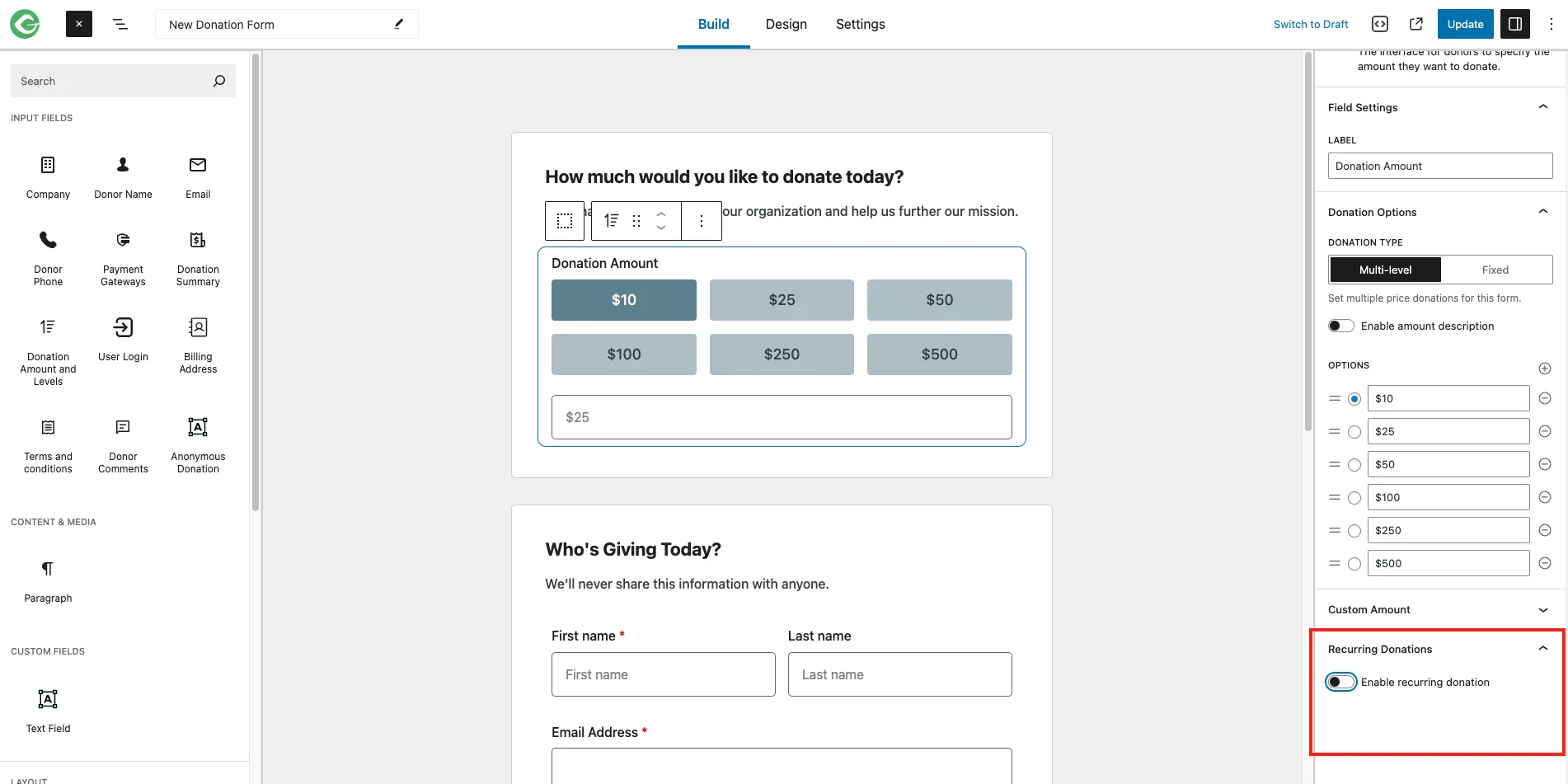 Give Per Form Emails
