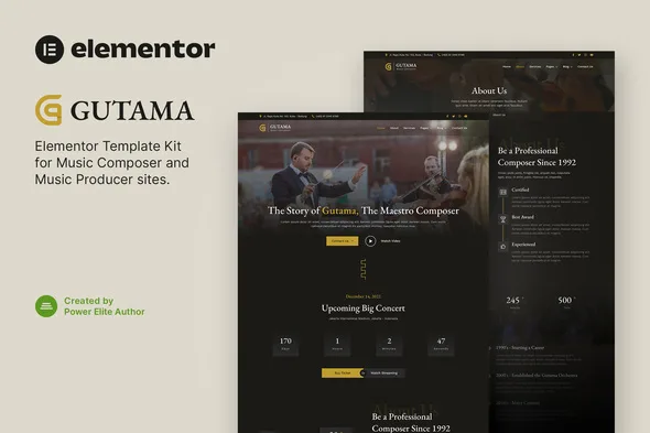 Gutama – Music Composer & Producer Elementor Templates Kit