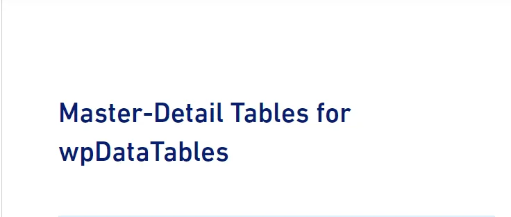 Master-Detail Tables for wpDataTables