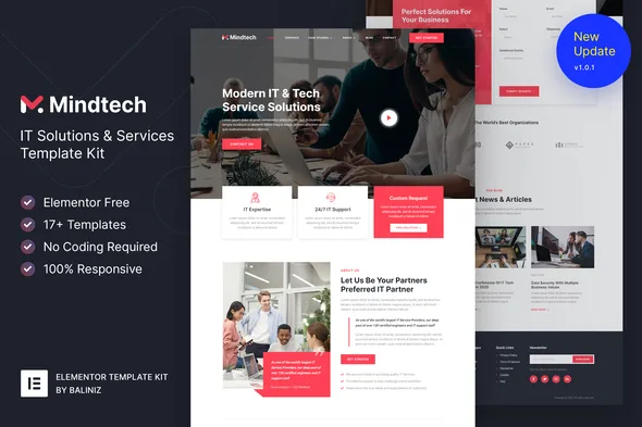 Mindtech - IT Solutions & Services Company Elementor Template Kit
