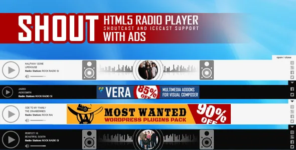 SHOUT HTML5 Radio Player With Ads