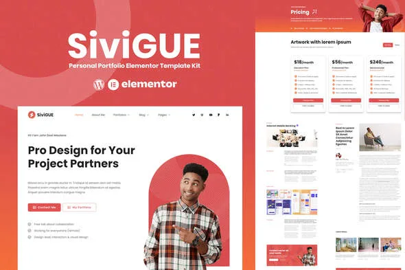 SiviGUE - Personal Portfolio Elementor Template Kit