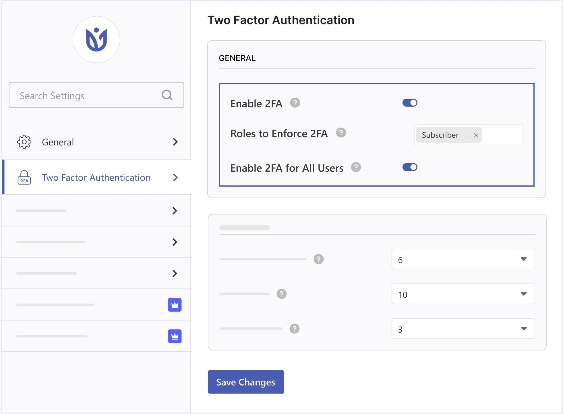 User Registration Two Factor Authentication