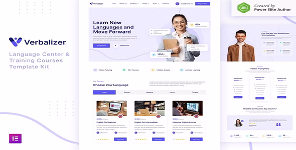 Verbalizer Language Courses & Learning Center Elementor Template Kit