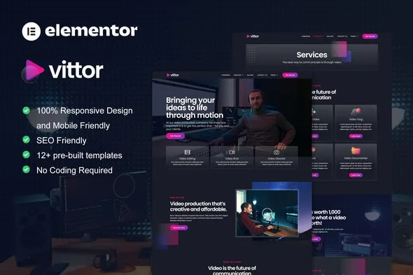 Vittor - Video Production Service Elementor Pro Template Kit