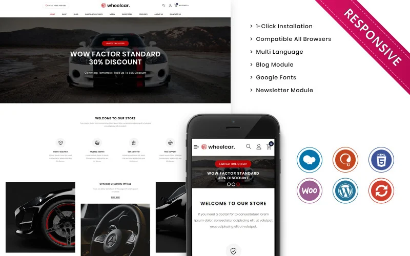 Wheelcar – Automobile Store Premium Woocommerce Template