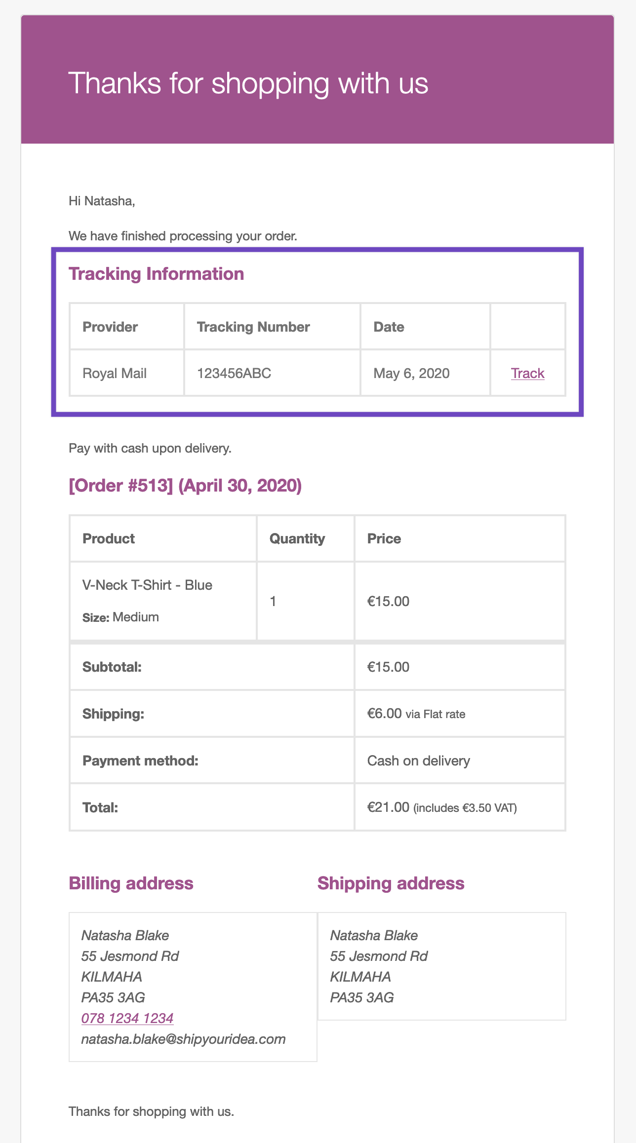 WooCommerce Shipment Tracking