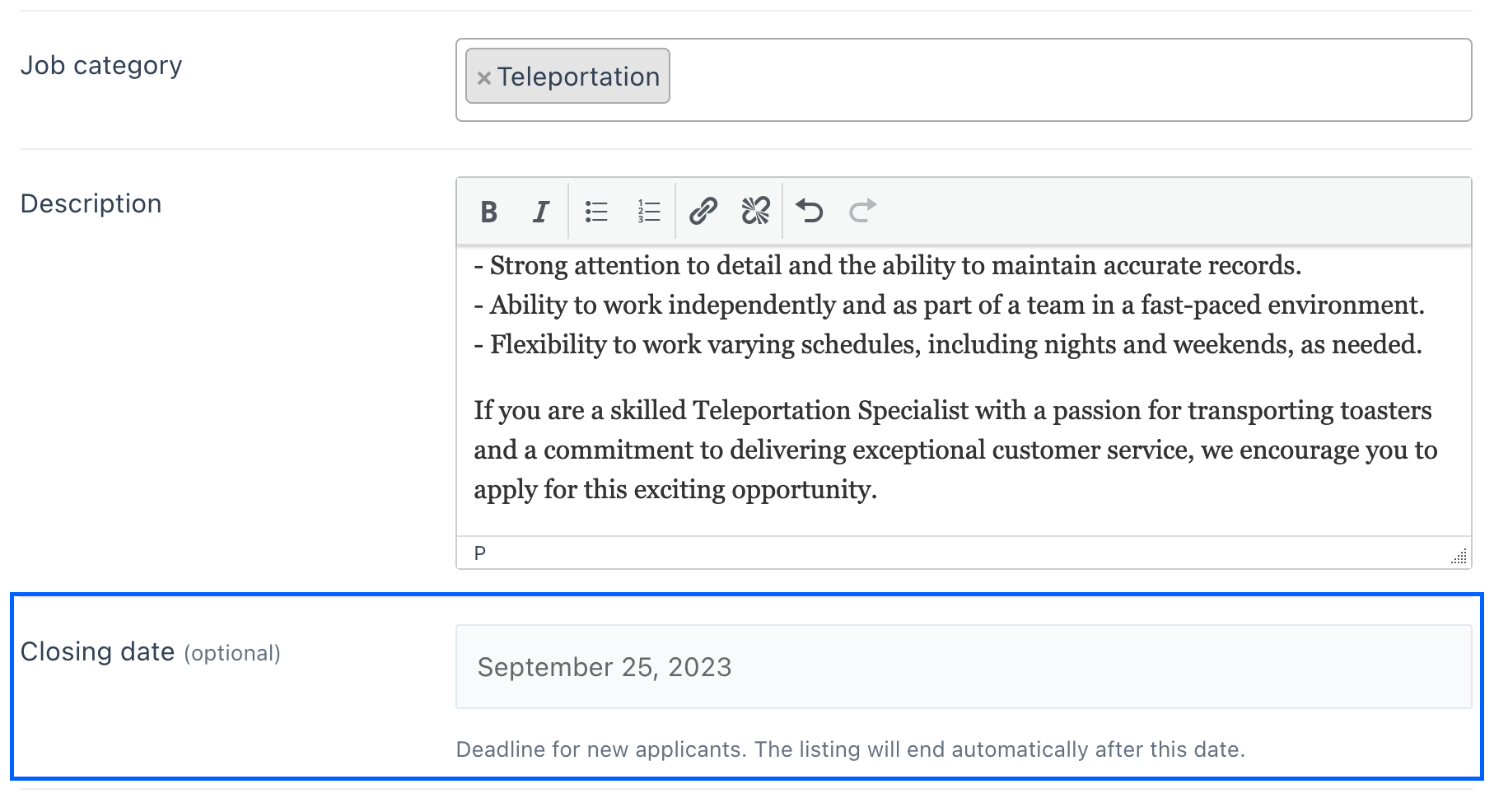 WP Job Manager Application Deadline Addon