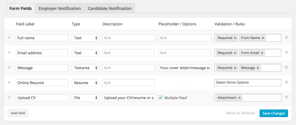 WP Job Manager Applications Addon