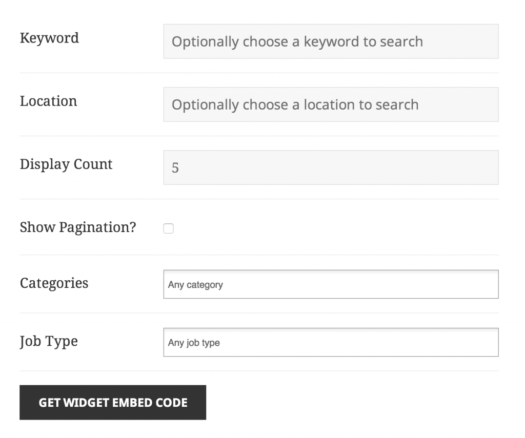 WP Job Manager Embeddable Job Widget